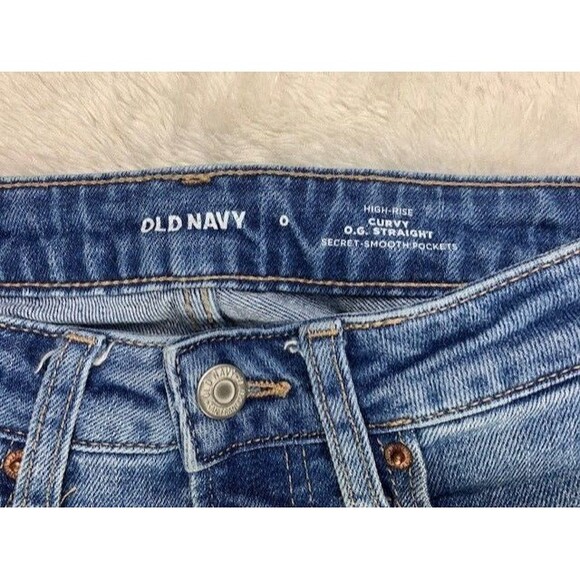 Old Navy Size 0 Womens Jeans High Rise Curvy Straight Stretch Med Wash - Picture 2 of 4
